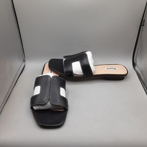 Dune London Loupe Sandals Women's 9M Black Leather Slide